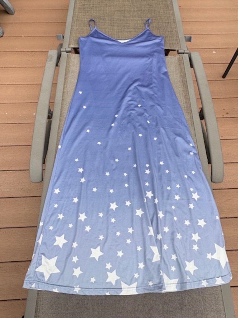 Blue ombre maxi dress stars sz S beach dress